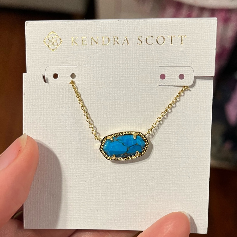 NWT Kendra Scott Elisa Gold Pendant Necklace in Turquoise